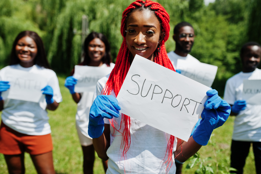 Volunteers working together in the community